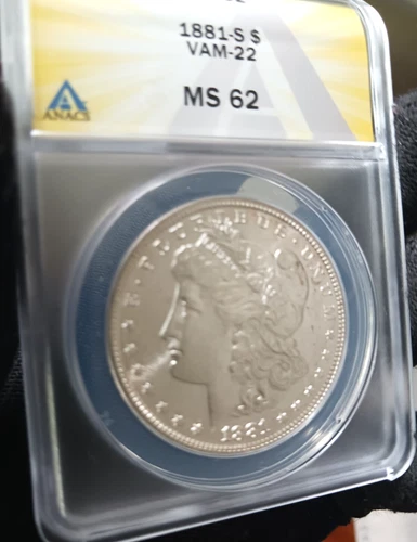 1881-S  MORGAN DOLLAR   *BRILLIANT WHITE LUSTER*   MS 62   VAM -22  RARELY SEEN!