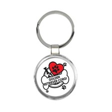 Golden Retriever Corgi: Gift Round Keychain Dog Breed Pet I Love My Cute Puppy