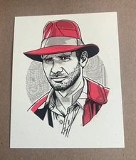 Tyler Stout ”Indiana Jones” Harrison Ford Handbill Mini Print Pro Cons Red