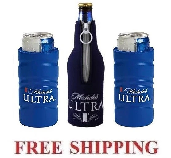 MICHELOB ULTRA 2 SLIM CAN FOAM COOLER & 1 BOTTLE KOOZIE HUGGIE COOLIE NEW  GOLF