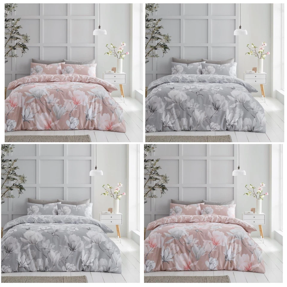 Magnolia Dream Floral Duvet Quilt Cover Reversible Bedding Sets With Pillowcases