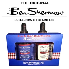 2 PACK Ben Sherman Beard Mustache Oil Set TOBACCO & COFFEE CASTOR OIL VITAMIN E