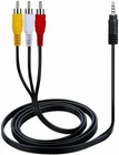 3.5MM Jack to 3RCA Male Plug Adapter Audio Wire Cord Converter Video AV Cable .