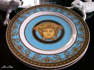 Rosenthal Versace Medusa Colours Celeste 2 x Brotteller 18 cm *1 A NEUWARE*