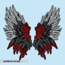 Angel Demon Wings Embroidered Large Back Patch, Gothic Fantasy Iron On