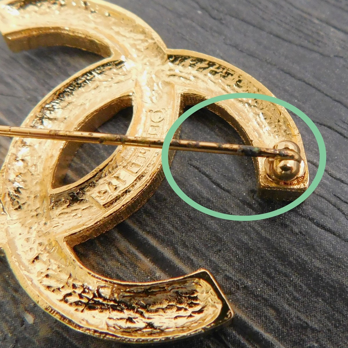 CHANEL Gold Plated CC Logos Diamond Vintage Pin Brooch #574c CHANEL Gold Plated CC Logos Diamond Vintage Pin Brooch #574c