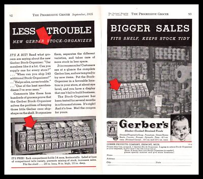 1935 Gerber Baby Food Grocery Store Stock Organizer 2-Page Vintage Print Ad