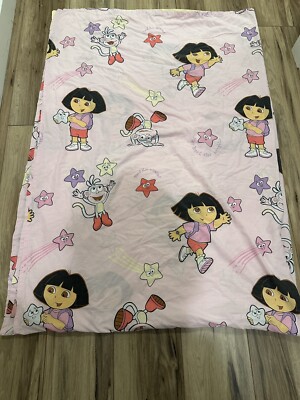Vintage 2003 Viacom Nickelodeon Dora The Explorer Twin Flat Sheet Kids Bedding