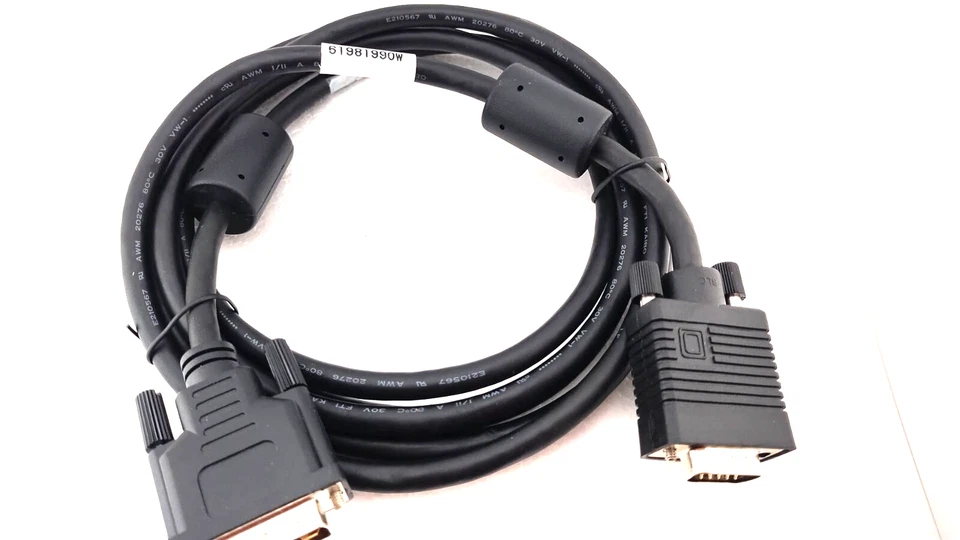 8FT DVI-I, DUAL LINK, MALE TO VGA MALE(HD15) CABLE ADAPTER BLK WITH EMI FILTERS - Image 2 of 4