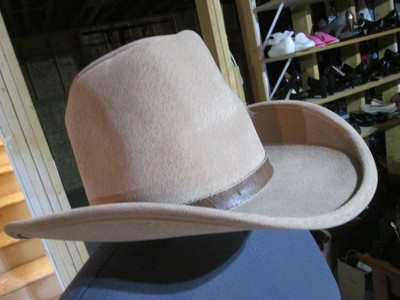 Chapeau Cowboy Bailey Feutre Beige – Taille 7 3/8, Avec Plume Et Bandeau Cuir, Neuf