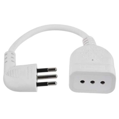 ELECTRALINE MINI PLATZSPARENDE VERLÄNGERUNG KLEINER STECKER 10A KABEL 20 CM WEISS 918644