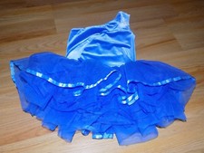 Child Size Medium Curtain Call Blue Velour Skirted Tutu Dance Leotard Costume