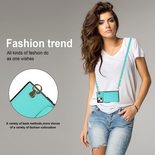 Leather Card Wallet Case For iPhone 16 15 14 13 11 Pro Max 12 8 Crossbody Strap - Picture 38 of 84