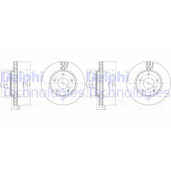 2X Delphi Bremsscheiben 276Mm BelÜFtet Vorne Passend FÜR Dodge Caliber-image