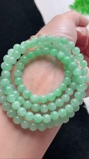 Genuine Icy Translucent with Green Jadeite Jade 5.6mm Beads Necklace Grade A