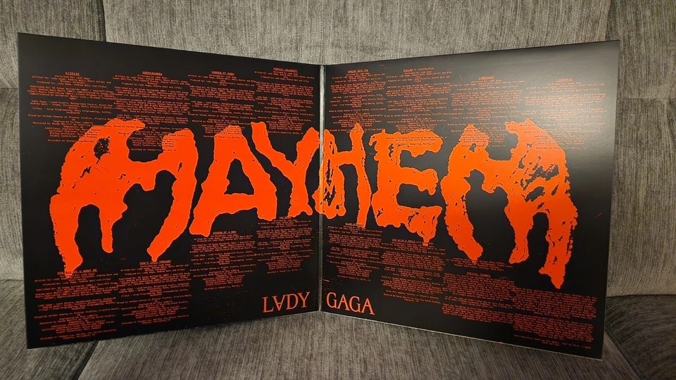 MAYHEM •Lady Gaga • Split Orange and Black liquid Vinyl • 2LP Bad World Records - Image 4 of 4