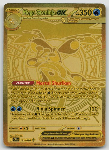 Mega Greninja ex 122/086 Me04: Chaos Rising Holo NM