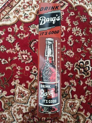 Vintage Barq's Root Beer Soda Metal Glass Thermometer Sign Garage Decor 2026