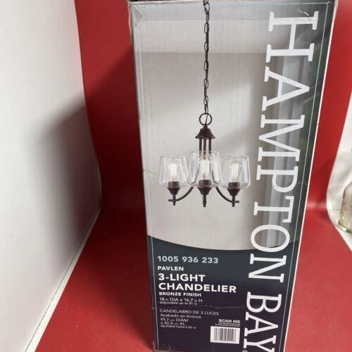 Hampton Bay Pavlen 3-Light 18 in. Rustic Bronze Hanging Candlestick Chandelier - Image 2 of 4