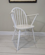 Ercol Painted Armchair Spindle Back Elm Retro Vintage White ERCOL FREE POSTAGE 