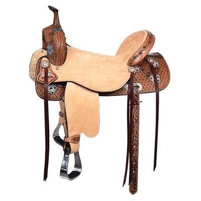 HILASON Flex Tree Western Saddle Hand-Tooled Leather Trail Endurance