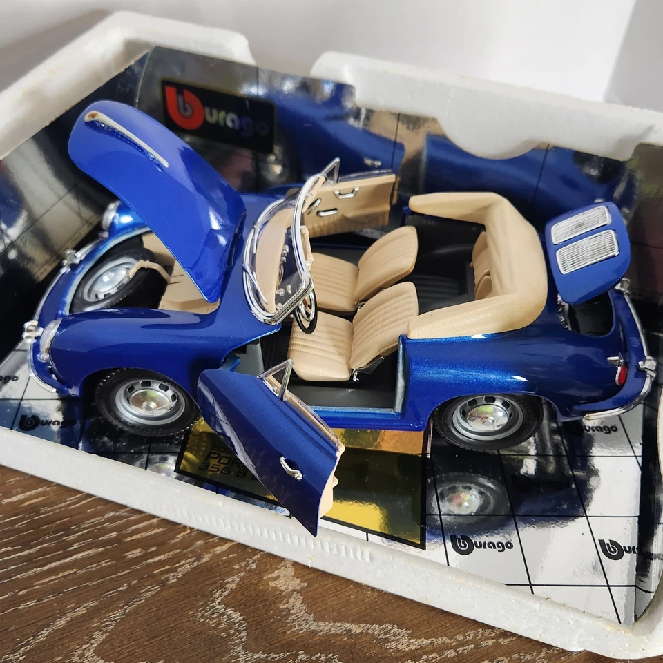 Porsche 356 B Cabriolet 1961 azul Burago COD. Coche 3051 1/18 en caja Foto 4 de 4