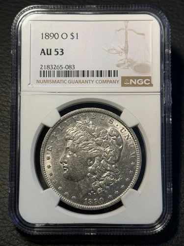 1890 O Morgan Silver Dollar NGC AU53