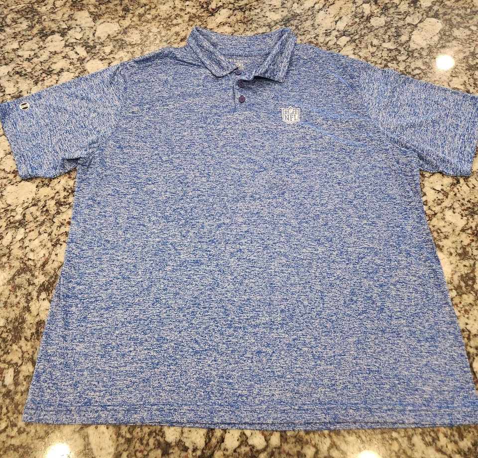 Holloway Mens Polo Shirt 2XL Blue NFL Space Dye Lightweight Shield  - Image 3 of 4