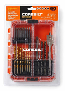 COREBILT 80-Piece Drill Bit Set for Drilling w/ Interlocking Case (MPN 132)