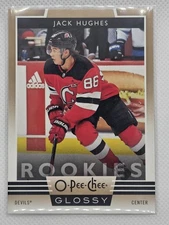 2019-20 Upper Deck #R-20 Jack Hughes 2019-20 O-Pee-Chee Glossy Rookies Gold