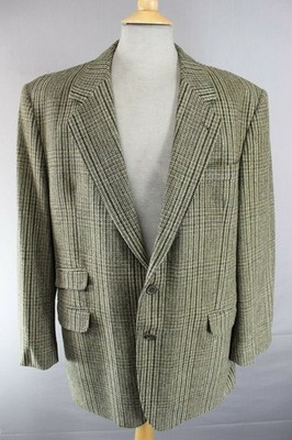 KLASSISCHES 3 POCKET SKOPES REINE WOLLE GRÜN KARIERT TWEED JACKE 42 INCH