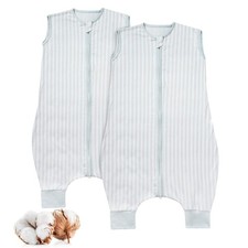 Sleep Sack with Feet 2T-3T 2Pack, 100 Cotton Wearable Blanket for Baby, 2-Wa...