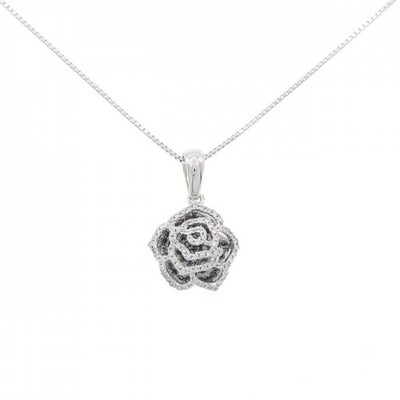 Authentic K18WG Rose Diamond Necklace 0.32CT #270-004-057-2717