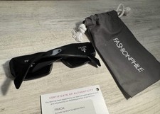 PRADA Acetate Symbole Geometric Sunglasses Black Frame  Lens Designer Women