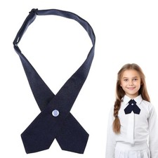 French Uniform Girls Tie, Adjustable Neck Tie, Cross Tie for Girl Boy Navy Blue