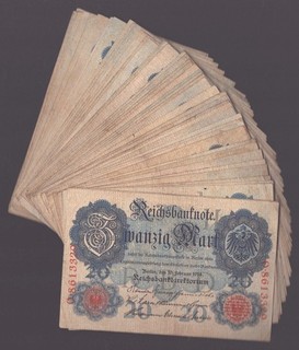 Lot of GER 41b) Old: Ro.47b); 20 Mark from 19 February 1914 (50 Pieces)