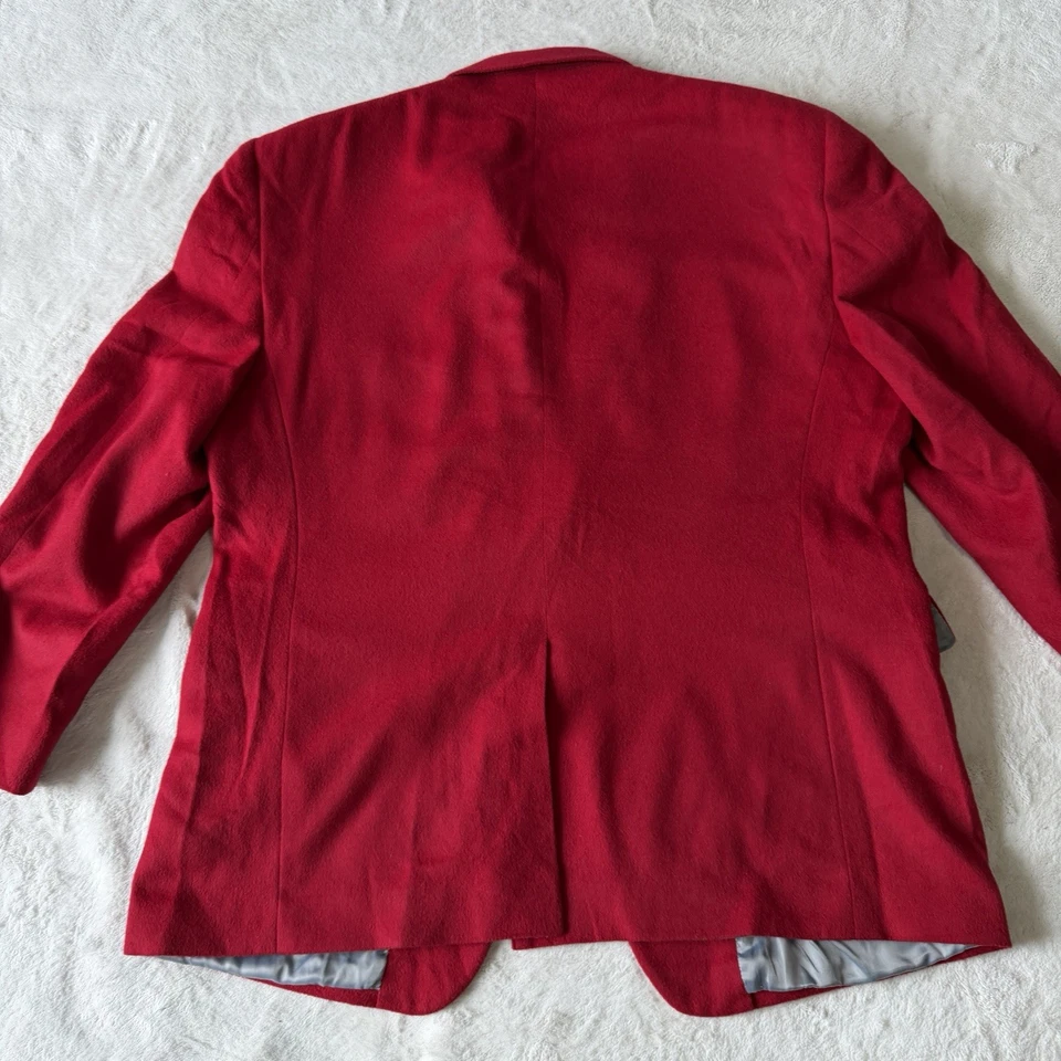 Jos A Bank Mens 100% Camel Hair Red Blazer Sport Coat 48 R | Holiday Party Red - Image 4 of 4