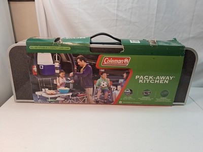 Coleman Pack-Away Folding Camp Kitchen Grill Table With Case w Shelf & Lantern H