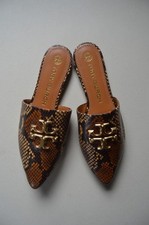 Tory Burch Sz 7.5M Snake print Brown Eleanor Mule Leather Slip on
