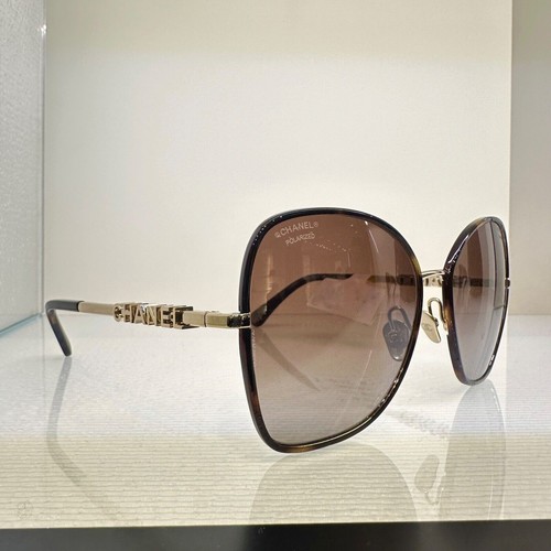 New CHANEL Sunglasses Gold Brown Black Tortoise Polarized Square Butterfly