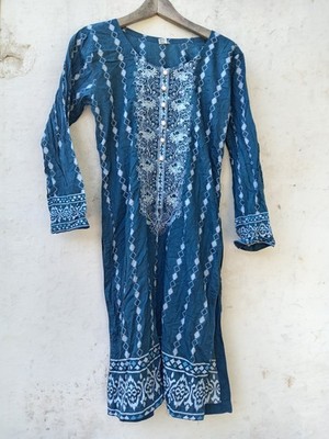 tunika  Indisch Hippie Beach Ibiza Bali One Size Kleid Bestickt  Etno Blau 