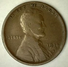 1914 S Lincoln Wheat Cent Coin VG 1c US Penny Very Good San Francisco Circulated