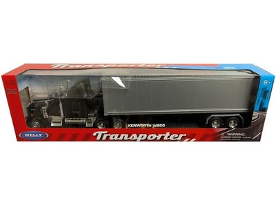 KENWORTH W900 TRUCK BLACK W/CONTAINER 1/32 DIECAST MODEL BY WELLY 32663W-BK