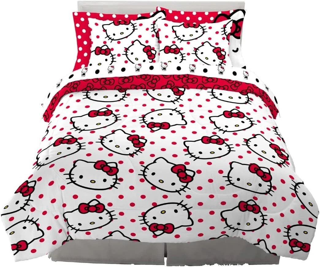 Reversible Hello Kitty Comforter Set - 7 Piece