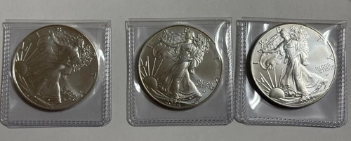 Lot of 3 2024 Silver Eagle American 1 oz Off Quality BU .999 Fine Bullion