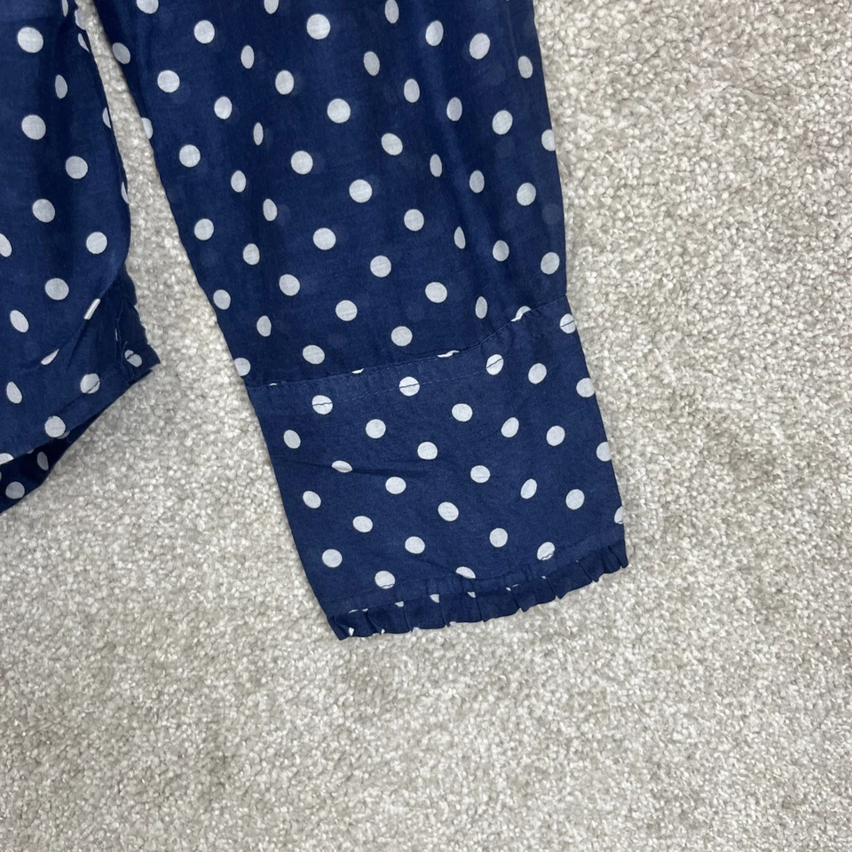 Blusa J Crew Mujer 10 Azul Lunares Algodón Seda Manga Larga Pullover- 4029 Foto 2 de 4