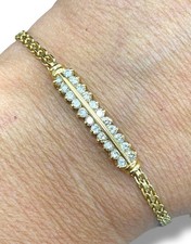 Vintage 14K Yellow Gold 3mm Wide 7  Diamond Bracelet PRETTY 