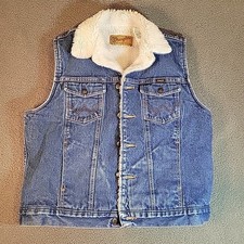 Wrangler Outerwear Sherpa Lined Denim Collared Vest Large