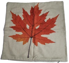 Fall Leaf Decorative Pillow Cover-Reddish/Orange Leaf-Country-Farm Décor-17x17