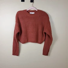 Elodie Crewneck Cropped Sweater in Rust Size L